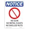 Signmission OSHA Notice, 7" Height, No Gum No Metal Cleats Sign With Symbol, 7" X 5", Portrait OS-NS-D-57-V-14639 - alternate 1